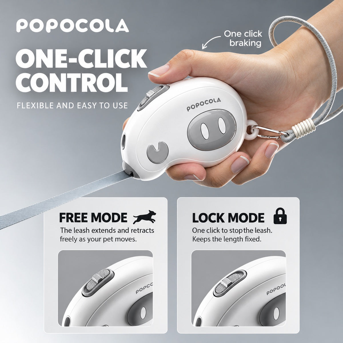 POPOCOLA Mini Piggy Retractable Dog Leash