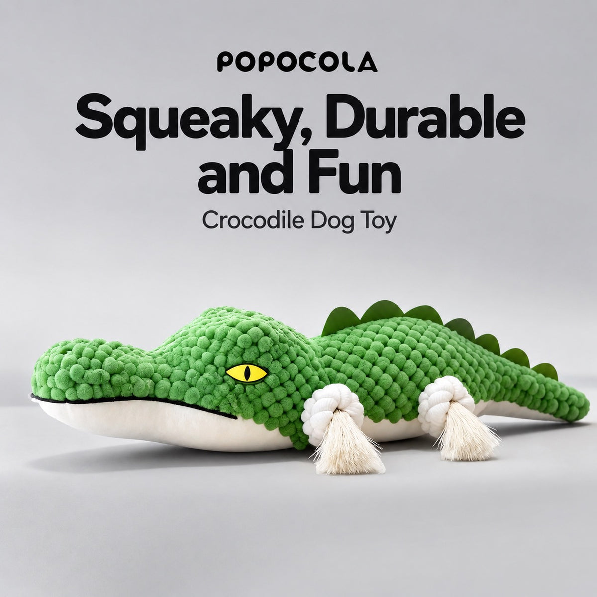 POPOCOLA Squeaky Crocodile Dog Toy