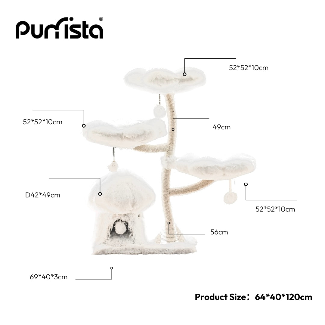 Purrista Mushroom Ice Cream Cat Tree (Three-Layer) - WHITE