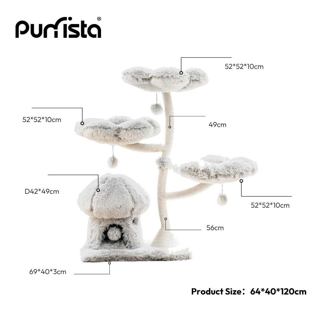 Purrista Mushroom Ice Cream Cat Tree (Three-Layer) - GREY