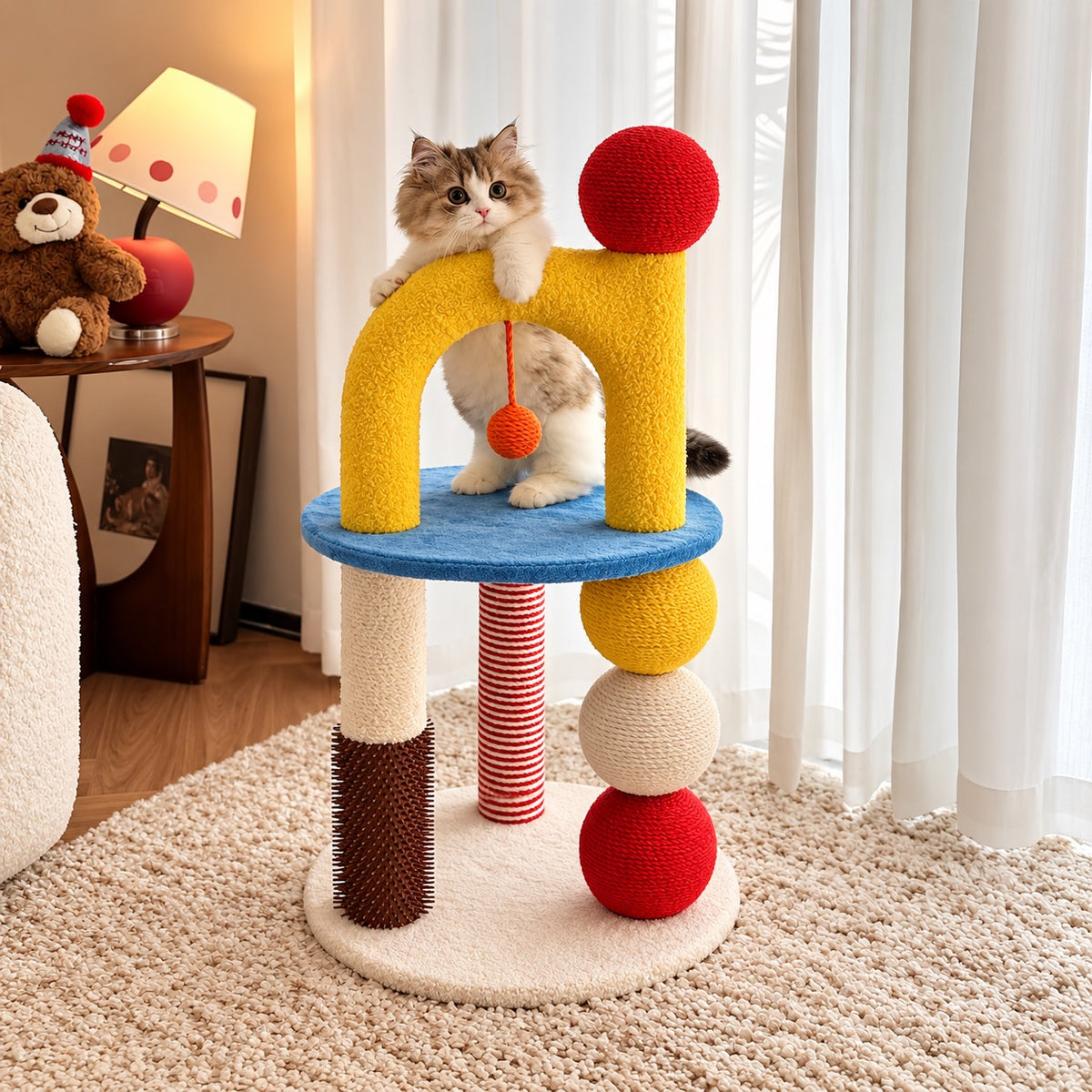 Rainbow Arch Cat Tree with Sisal Posts & Self-Groomer 77cm