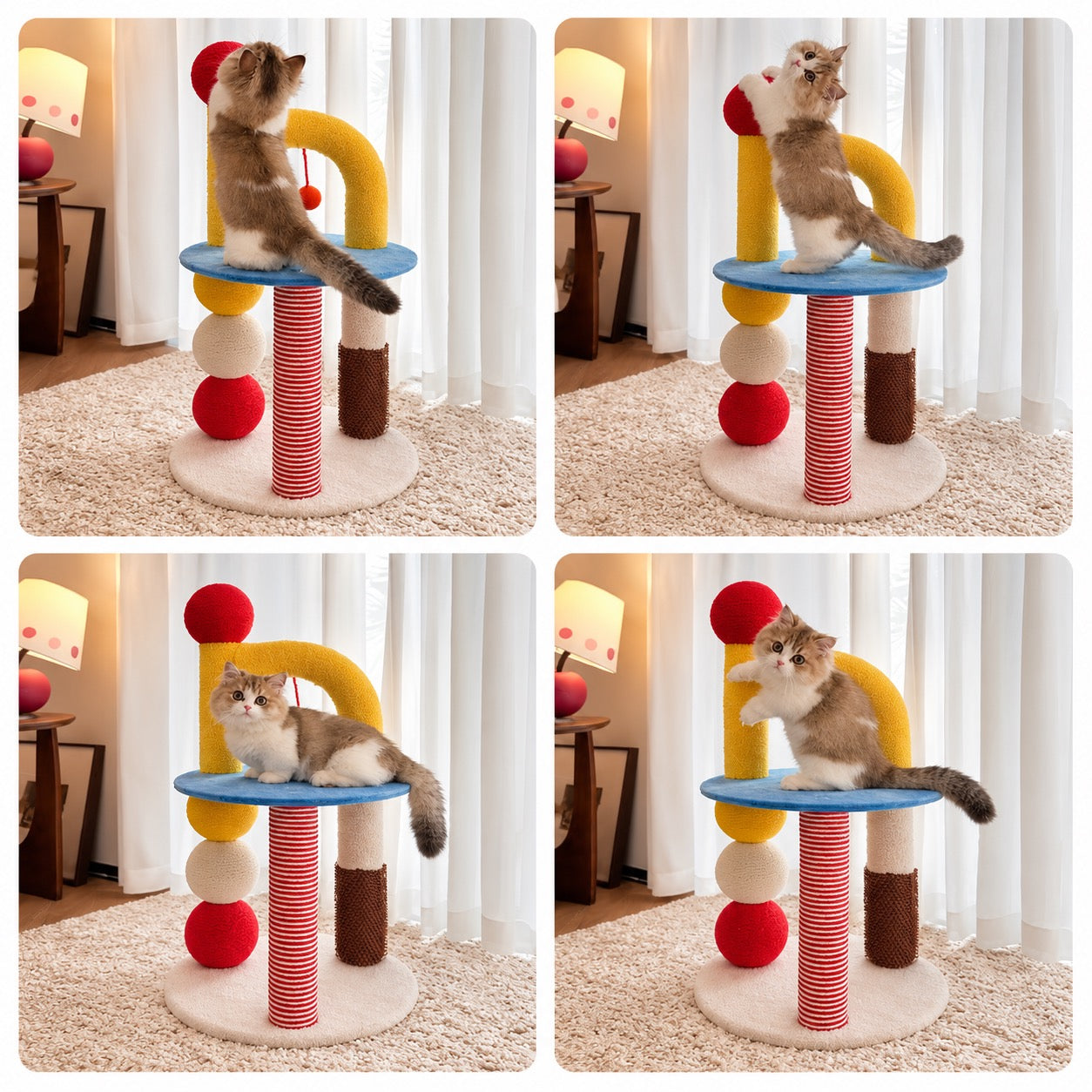 Rainbow Arch Cat Tree with Sisal Posts & Self-Groomer 77cm