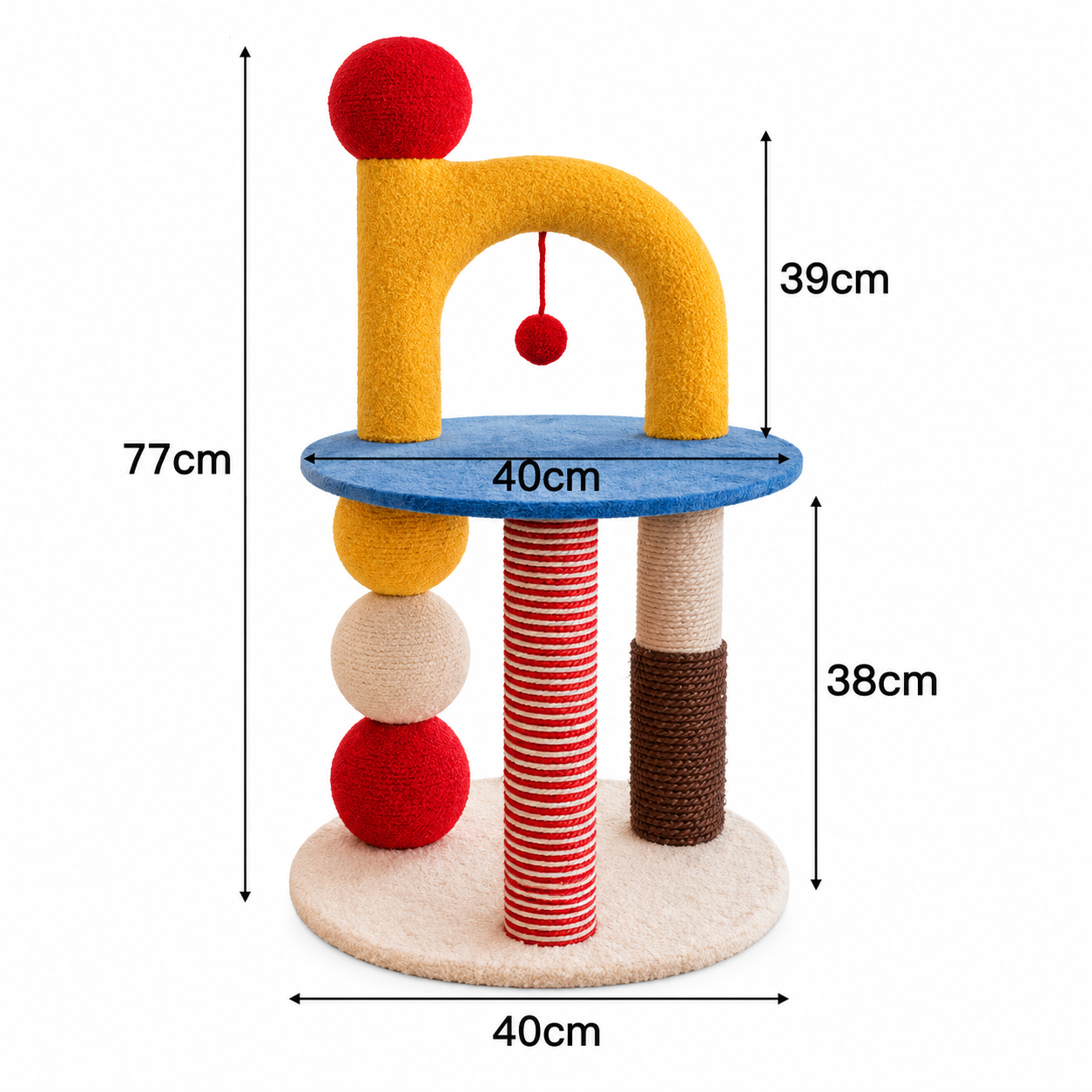 Rainbow Arch Cat Tree with Sisal Posts & Self-Groomer 77cm