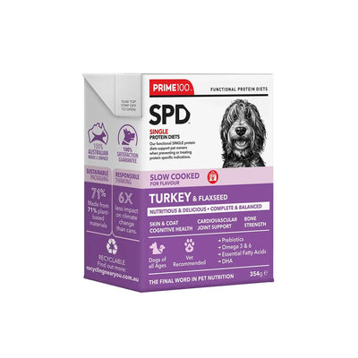 Prime100 SPT Slow Cooked Turkey & Flaxseed 354g - ChokyoPetStore