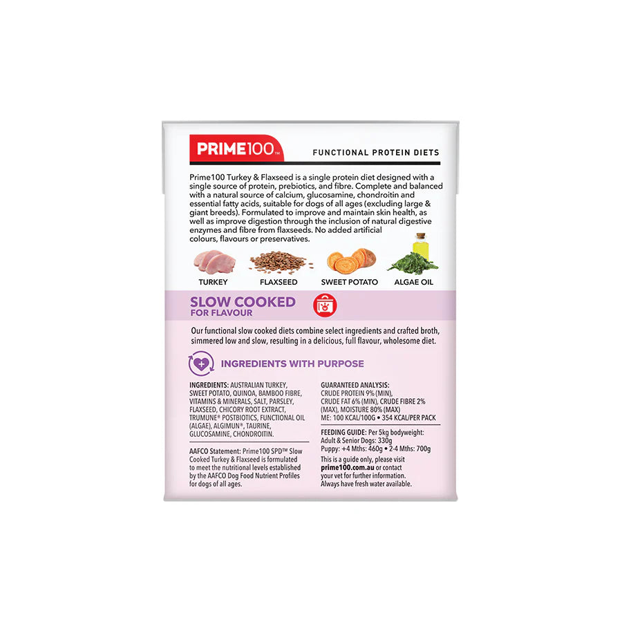 Prime100 SPT Slow Cooked Turkey & Flaxseed 354g