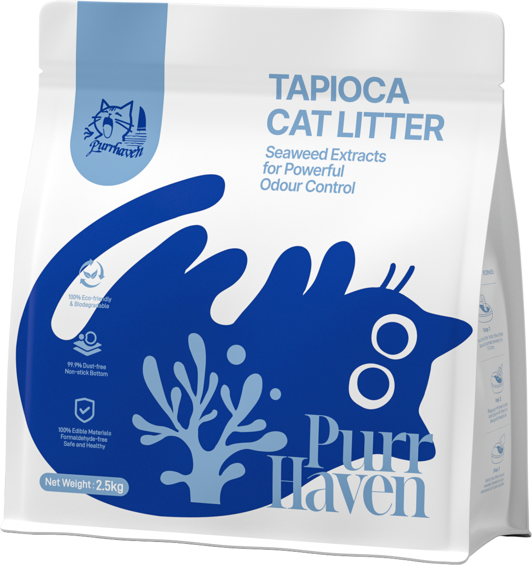 Purr Haven Eco Tapioca and Seaweed Extract Cat Litter 2.5.kg