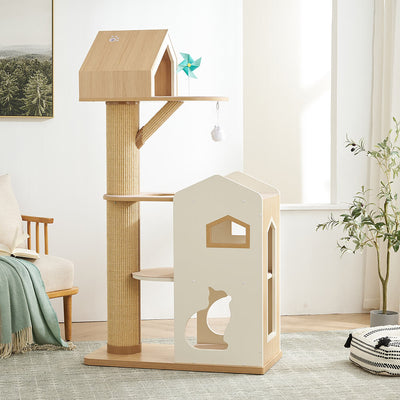 Sky City Castle - Eco-friendly Cat Tree with Unpainted Sustainable Board and Brazilian Natural Sisal - Extra Large
