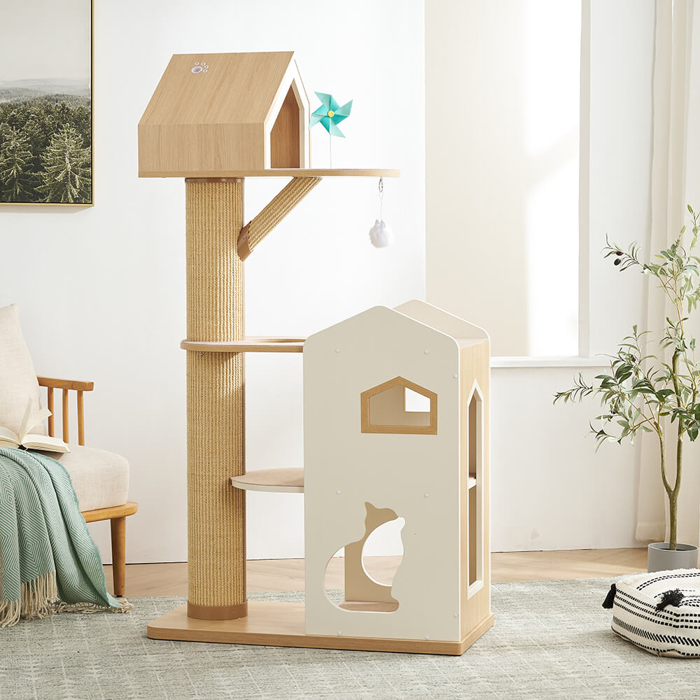 Sky City Castle - Eco-friendly Cat Tree with Unpainted Sustainable Board and Brazilian Natural Sisal - Extra Large. Arrive within 3 weeks