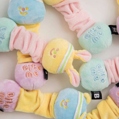 Bite Me Pet Macaron Rabbit Bear Elastic Tug of War Sound Plush Toy - ChokyoPetStore
