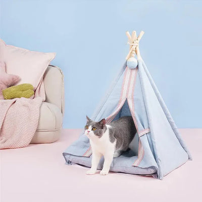ZEZE Teepee Pet Tent with Cushion Pet Bed