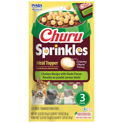 Inaba Churu-Cat-Sprinkles-Chicken Recipewith Dashi Flavor-Topper 10g*3pk