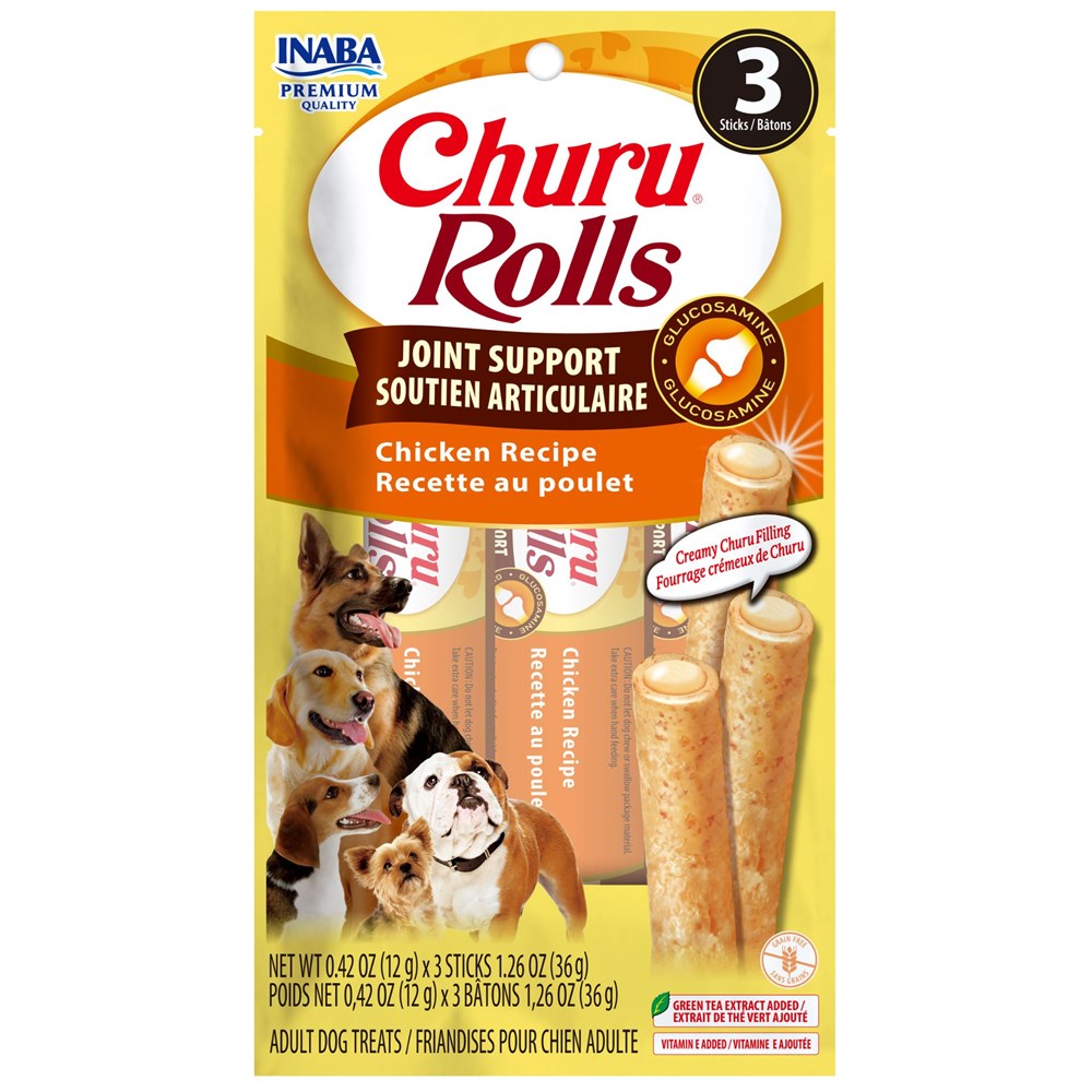 Inaba Churu Rolls-Dog- Joint Support Chicken Recipe-Functional Treat 12g*3pk