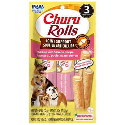 Inaba Churu Rolls-Dog- Joint Support Chicken with Salmon Recipe-Functional Treat 12g*3pk - ChokyoPetStore