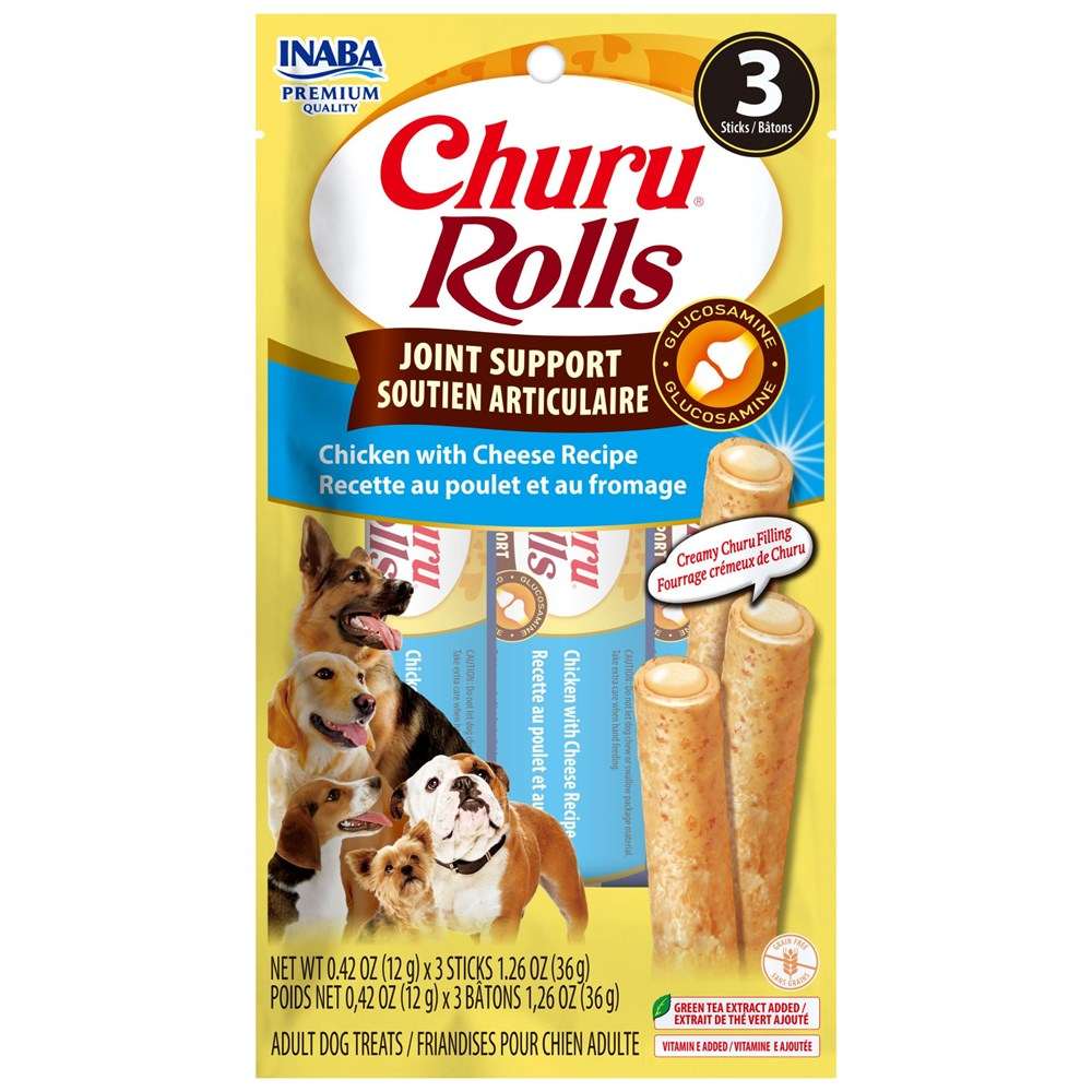Inaba Churu Rolls-Dog- Joint Support Chicken with Cheese Recipe-Functional Treat 12g*3pk - ChokyoPetStore