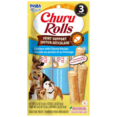 Inaba Churu Rolls-Dog- Joint Support Chicken with Cheese Recipe-Functional Treat 12g*3pk