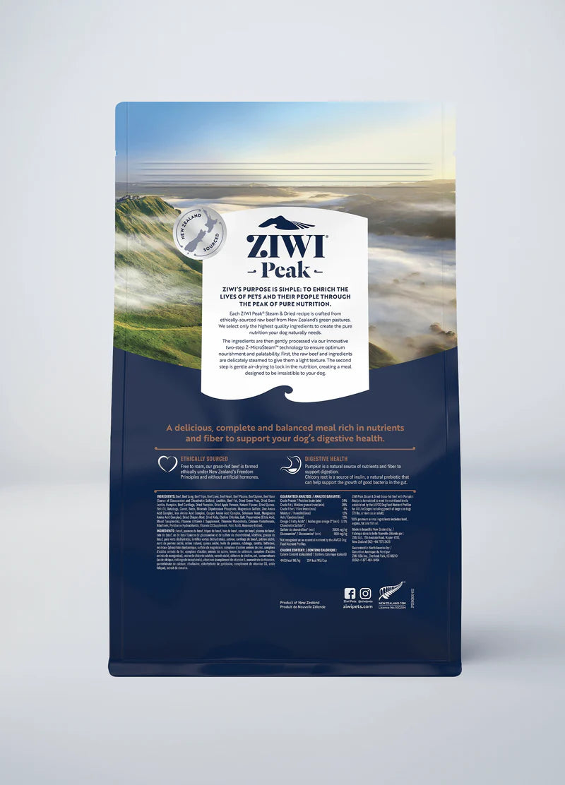 ZIWI Peak Steam &Dried Grass-fed Beef with Pumpkin Dog Food