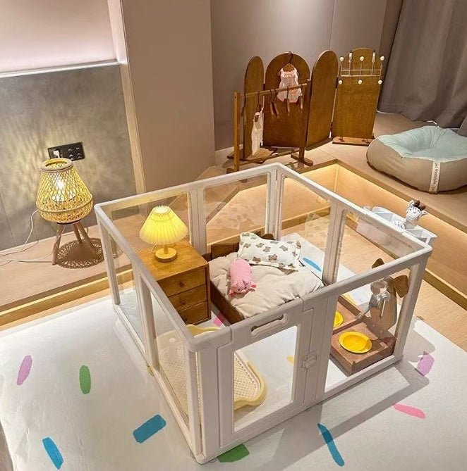 Acrylic Transparent Pet Playpen for Small Pets, Rabbits, Guinea Pigs & Kittens | Portable Clear Animal Exercise Fence - Chokyo Pet