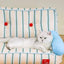 ZEZE Pet Sofa Bed for Dogs & Cats | Luxury Striped Couch with Bolster Pillows | Small Dog & Cat Furniture (Supports up to 33 lbs)