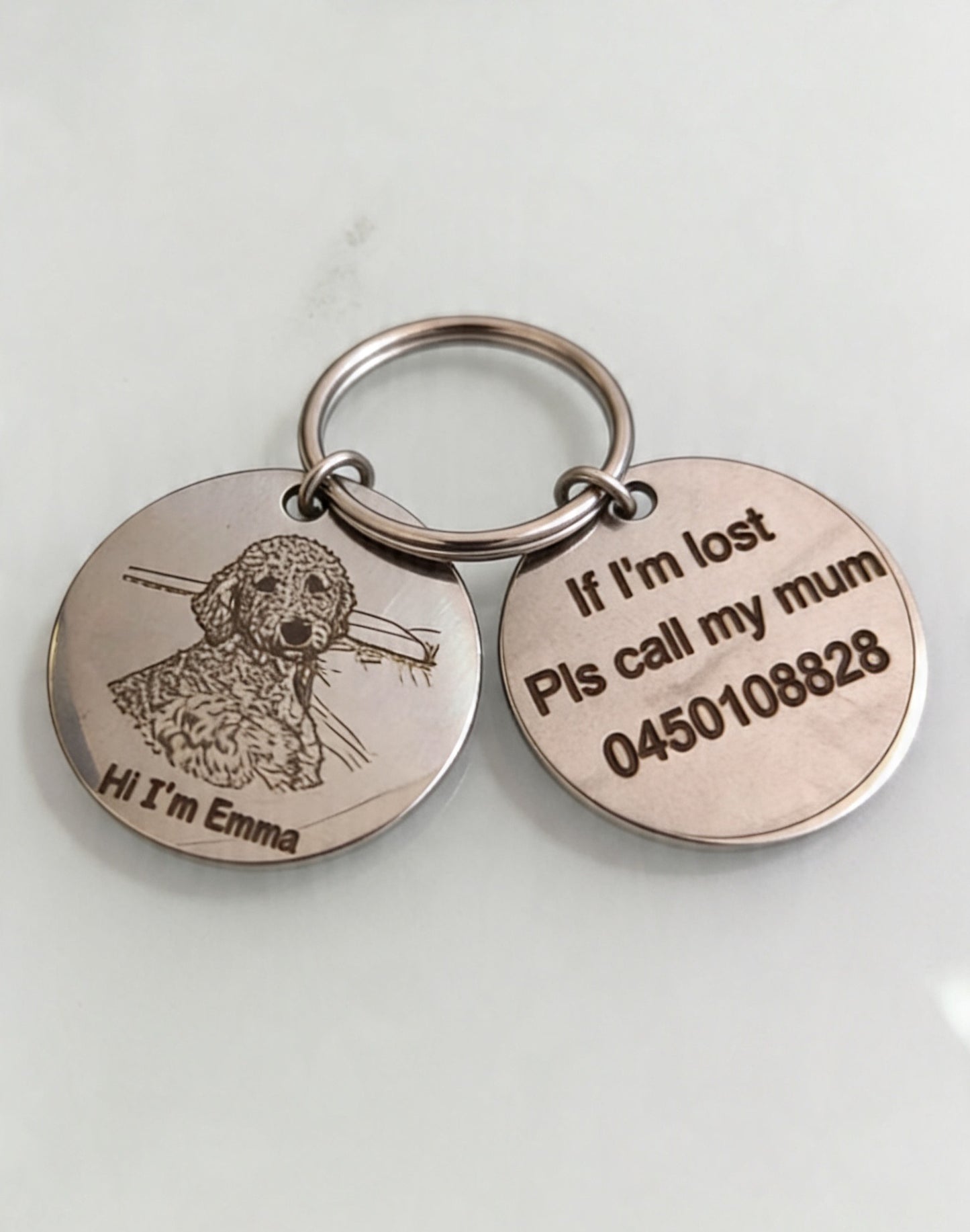 Custom Laser Engraved Pet Tag | Name & Phone ID Tag | Pet Portrait Tag