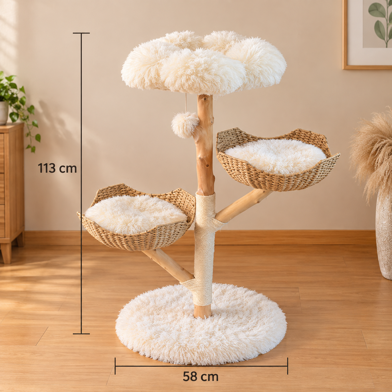 Chokyo Tri-Nest Scratching Post Cat Tree 113cm