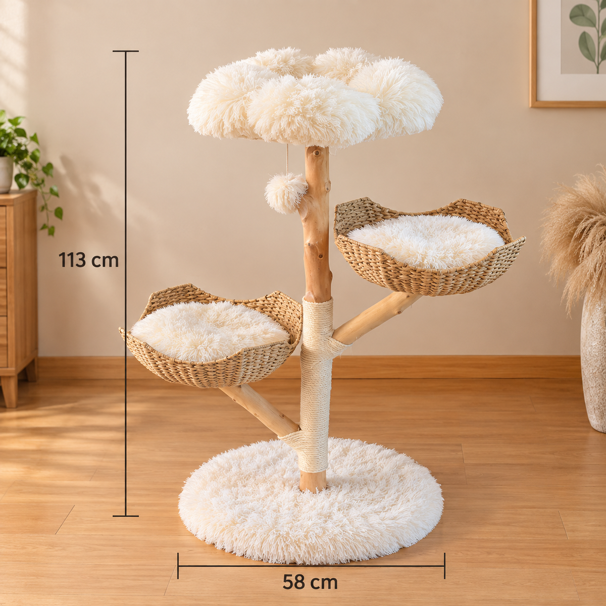 Chokyo Tri-Nest Scratching Post Cat Tree 113cm