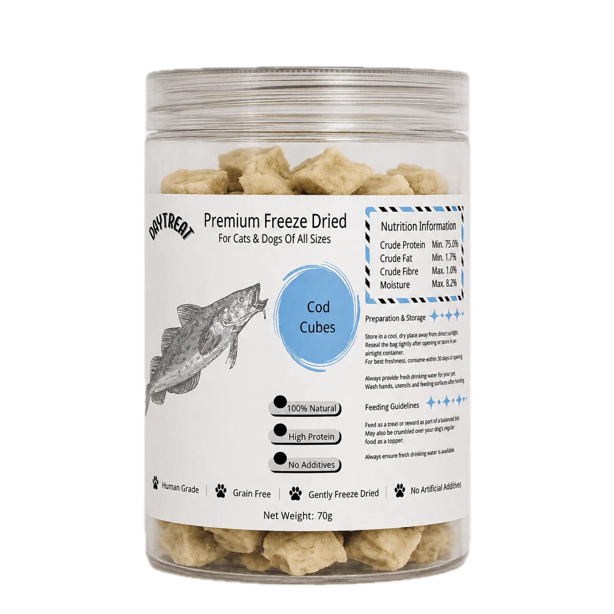 Daytreat Cod Cubes Freeze Dried Pet Treats 70g