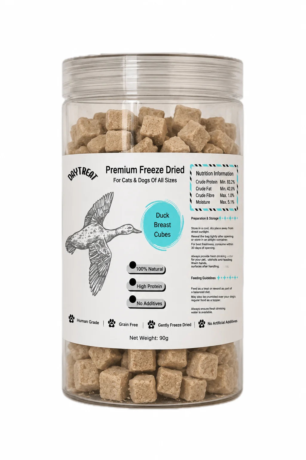 Daytreat Duck Breast Cubes Freeze Dried Pet Treats