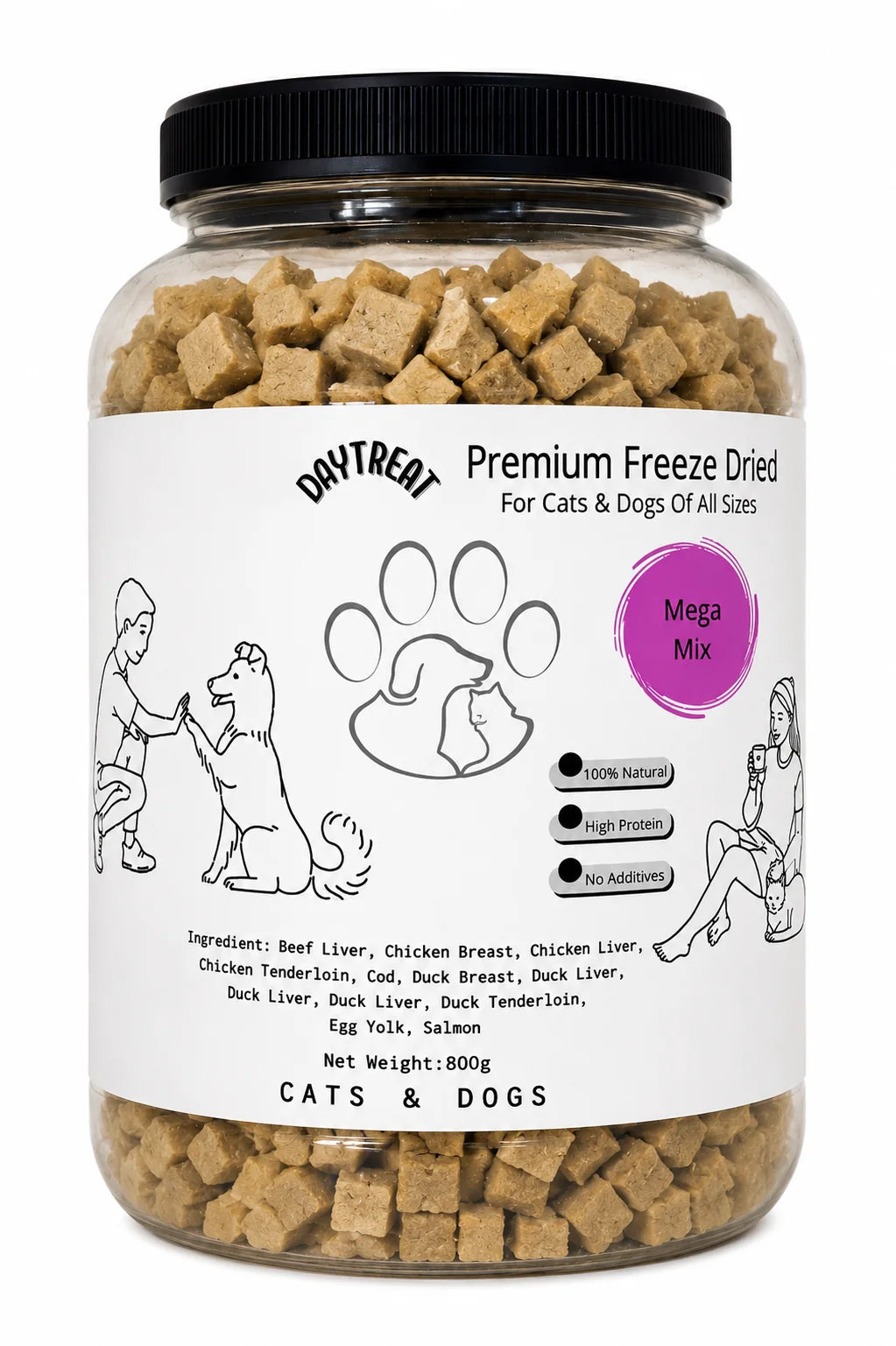 Daytreat Mega Mix Bucket Freeze Dried Pet Treats 800g