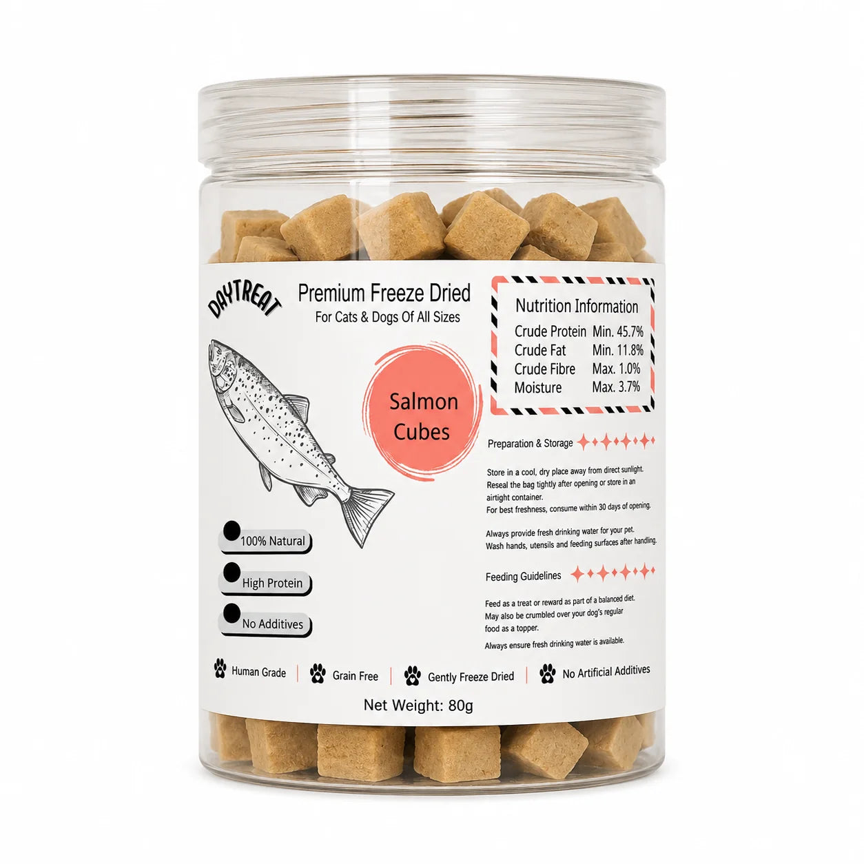 Daytreat Salmon Cubes Freeze Dried Pet Treats 80g