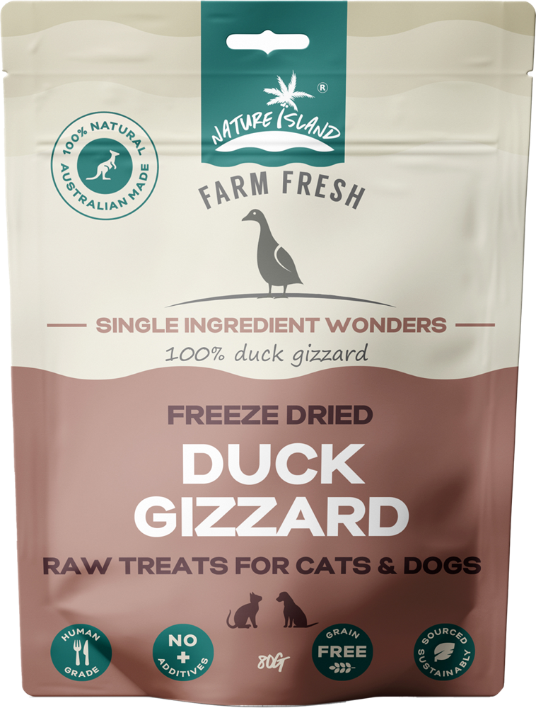 Freeze Dried Duck Gizzard Raw treats 80g for Pets