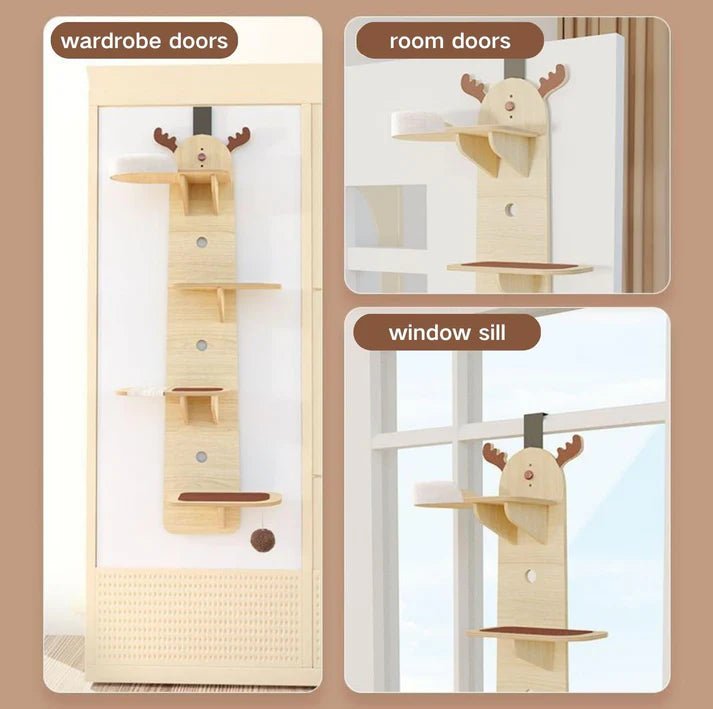 Elk-Shaped Multi-Level Wooden Hanging Cat Tree Cat Toy Arrived in 2 months - Chokyo Pet