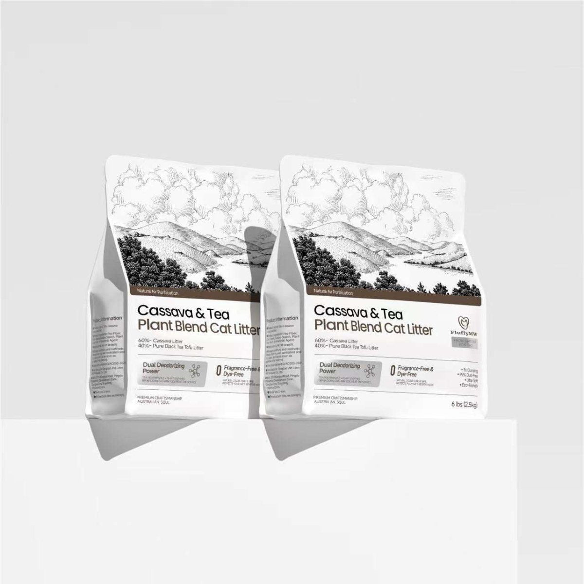 FluffyMW Cassava & Black Tea Tofu Blend Cat Litter 2.5kg - Chokyo Pet