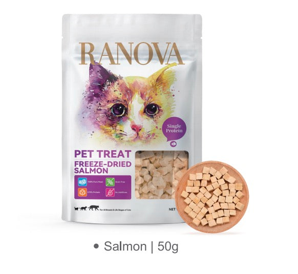 RANOVA Cube Freeze-Dried Treats (Chicken, Salmon, Tuna & Duck) 50g | High Protein Natural Cat Treats
