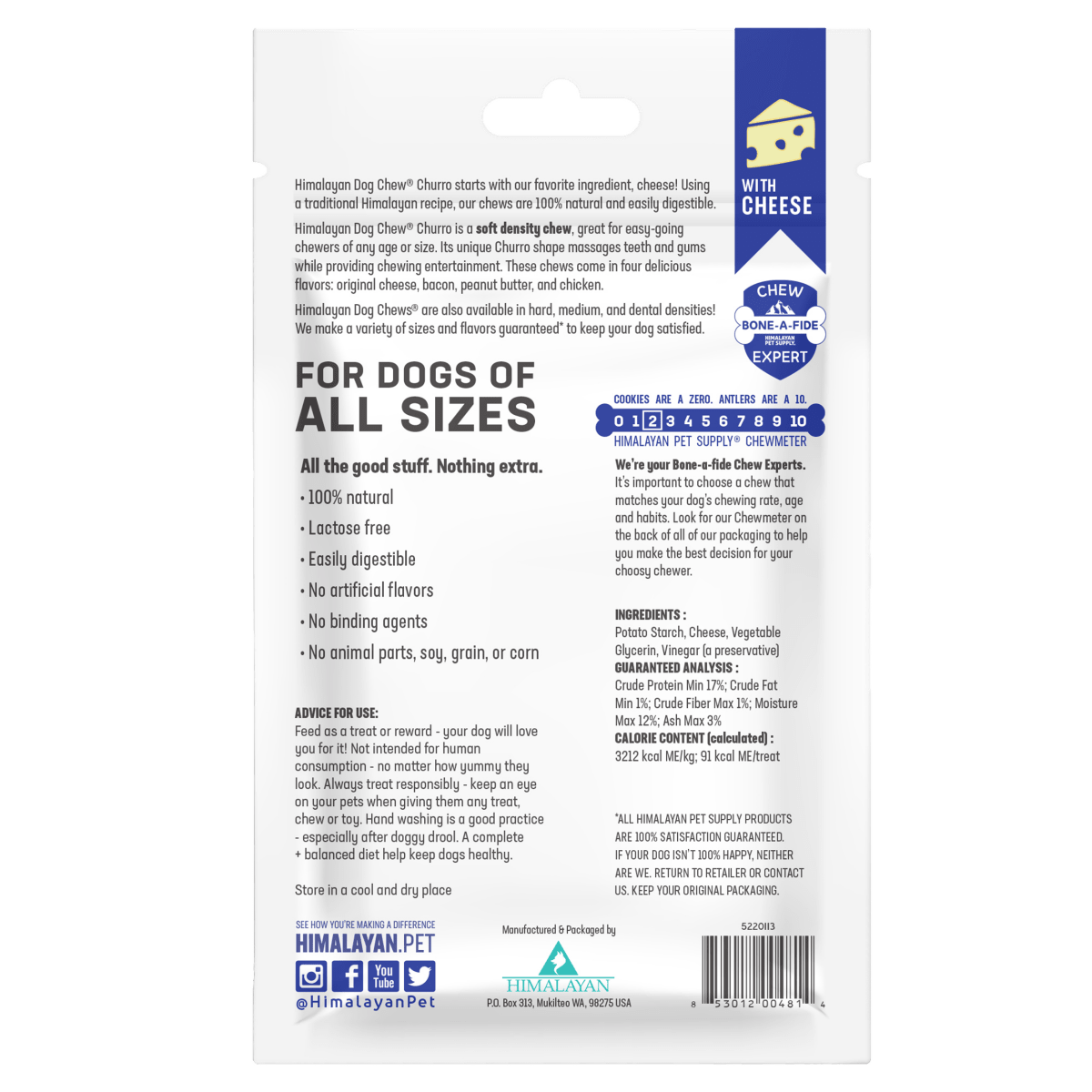 Himalayan Dog Chew Churro Cheese 4pk (5220113) - Chokyo Pet
