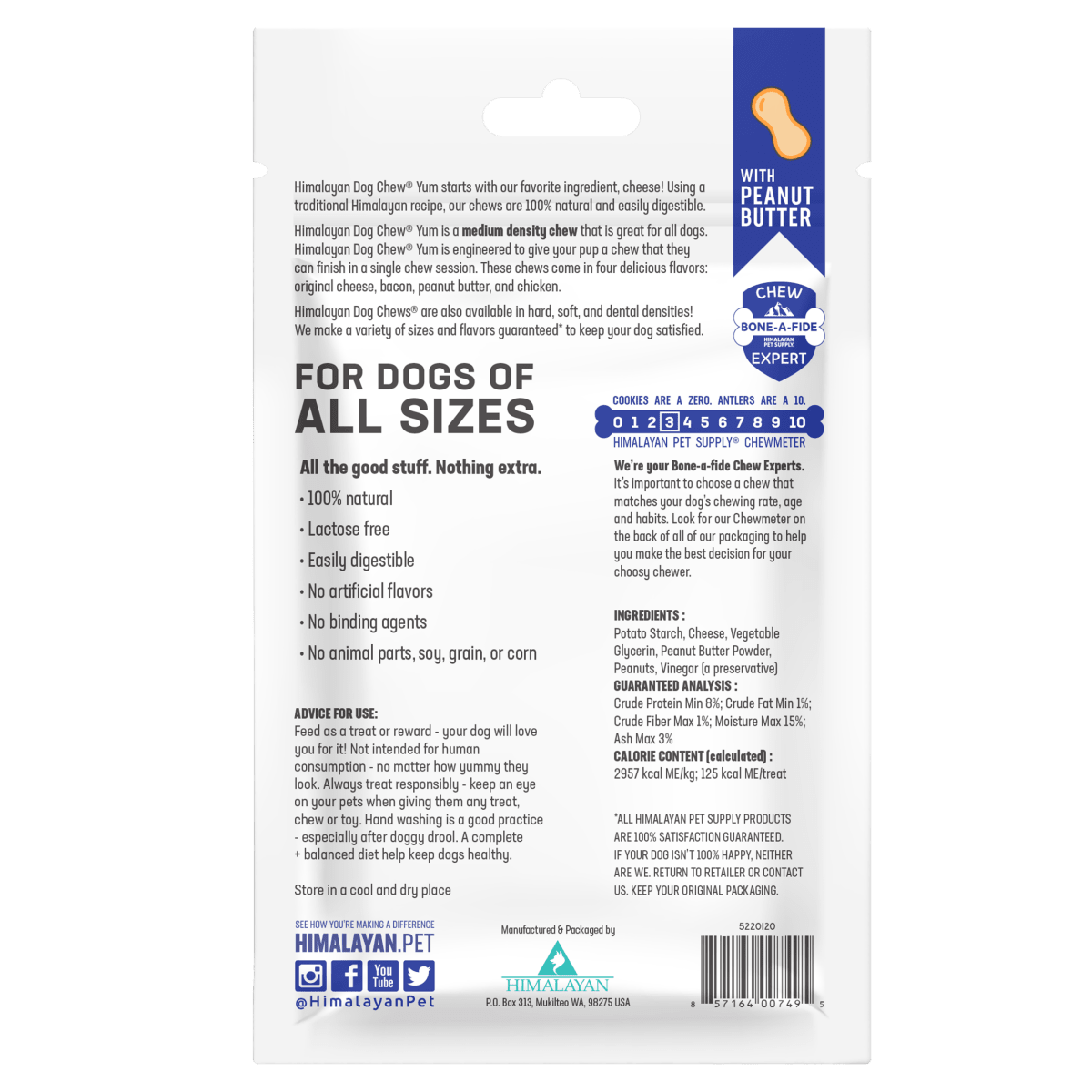 Himalayan Dog Chew Yum Peanut Butter 3pk (5220120) - Chokyo Pet