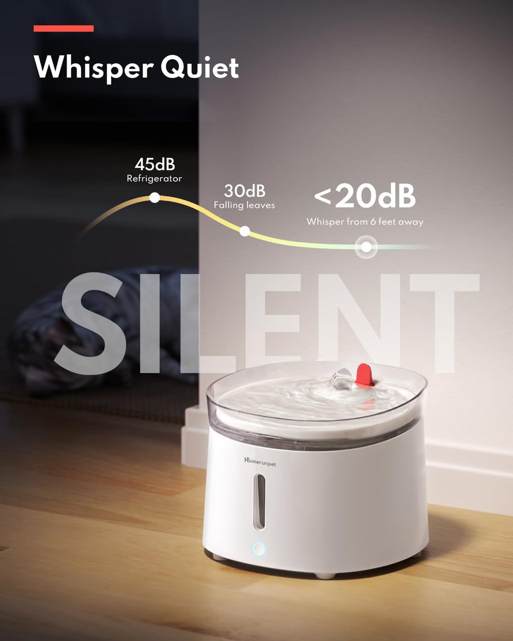 Homerunpet CF20 Wired Pet Water Fountain with UVC Sterilisation 2L