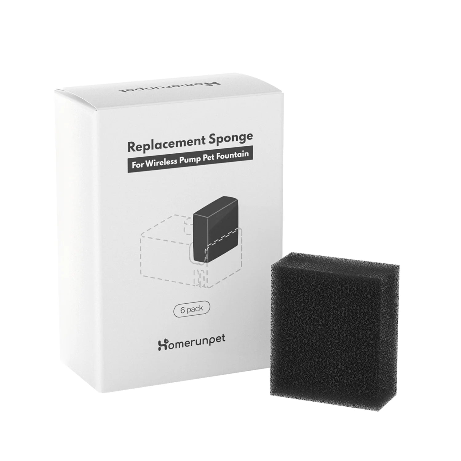 Homerunpet BF10/CF20 Water Fountain Replacement Sponges – 6 Pack