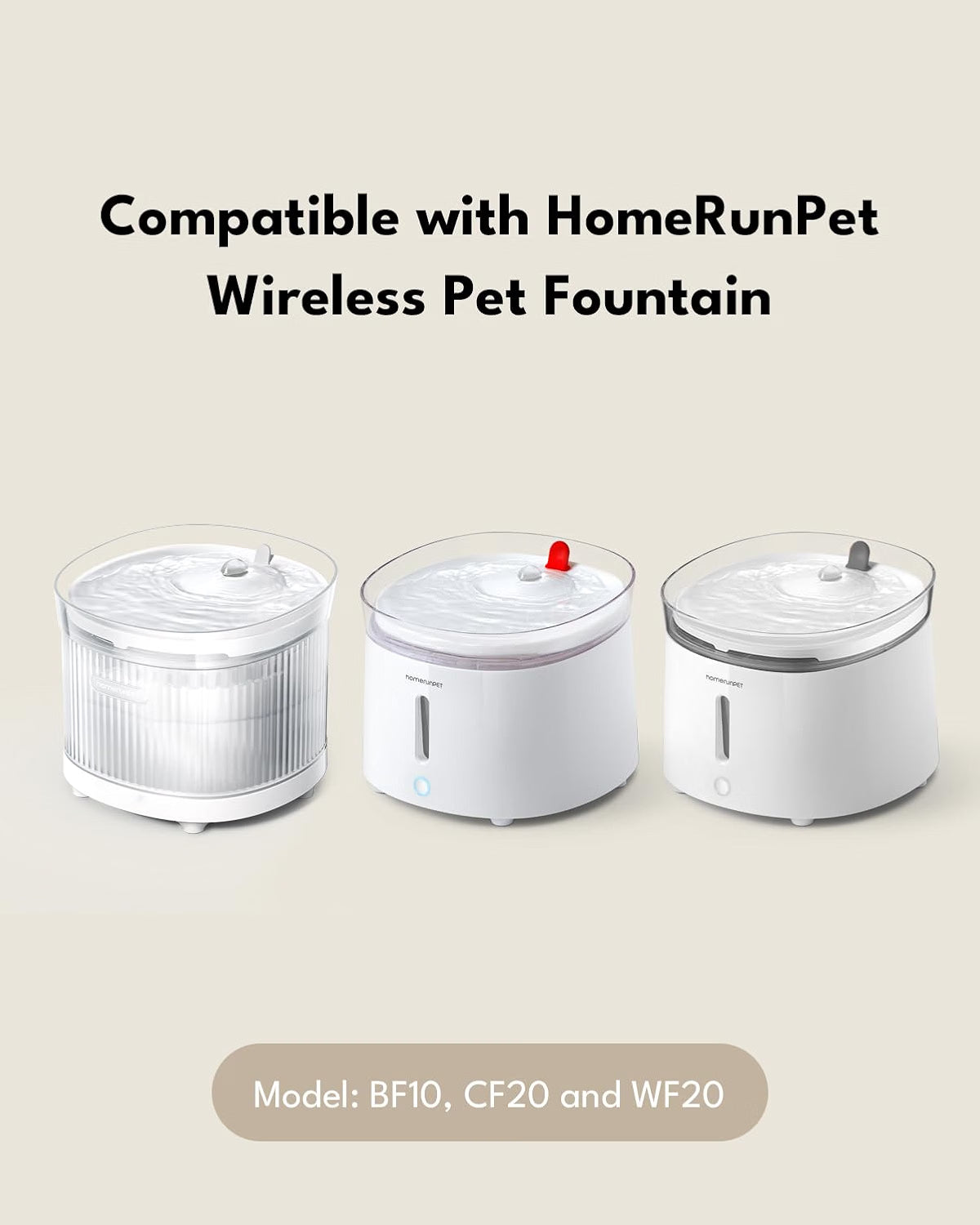 Homerunpet BF10/CF20 Water Fountain Replacement Filters – 3 Pack