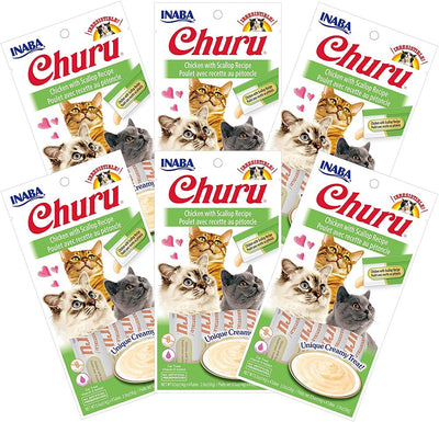 Inaba Churu Chicken With Scallop Recipe 14g x 4 Tubes (6 Pack)