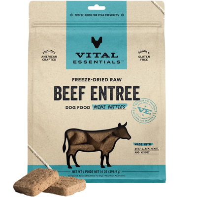 Vital Essentials Frozen Beef Entree Dog Food 396g