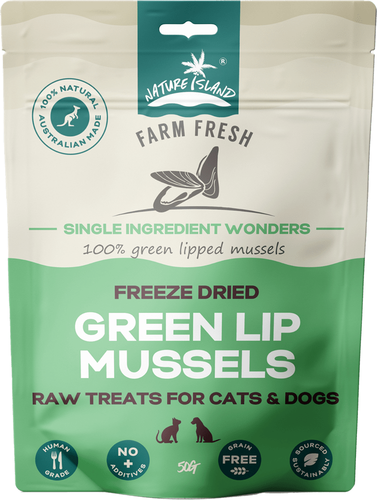 Nature Island Freeze Dried Green lip mussels raw treats 50g for Pets - Chokyo Pet
