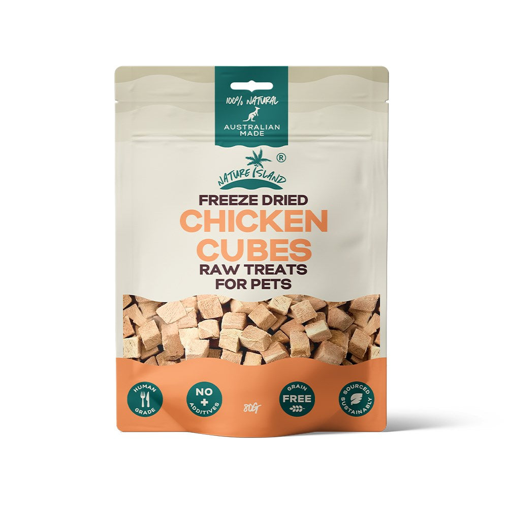 Nature Island Freeze Dried Chicken Cube Raw Treats 80g