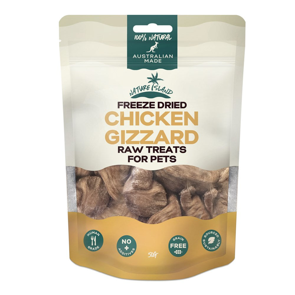 Nature Island Freeze Dried Chicken Gizzard Raw Treats 50g