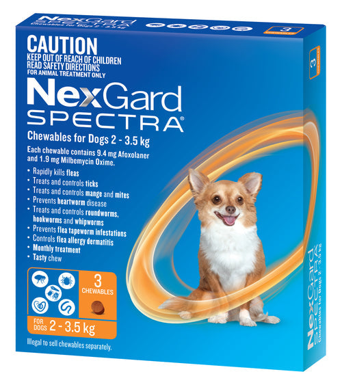 NexGard Spectra For Very Small Dogs 2-3.5kg (Orange)