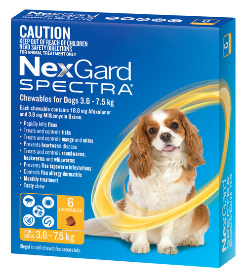 NexGard Spectra For Small Dogs 3.6 - 7.5kg (Yellow)