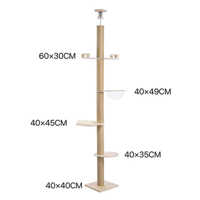 SupermarCat Floor to Ceiling Climbing Scratching Post Cat Tree - Paradise SCAT04