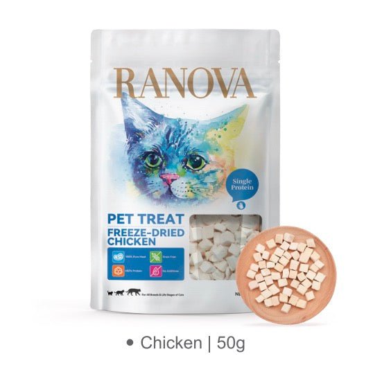 RANOVA Cube Freeze-Dried Treats (Chicken, Salmon, Tuna & Duck) 50g | High Protein Natural Cat Treats - Chokyo Pet