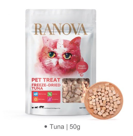 RANOVA Cube Freeze-Dried Treats (Chicken, Salmon, Tuna & Duck) 50g | High Protein Natural Cat Treats - Chokyo Pet