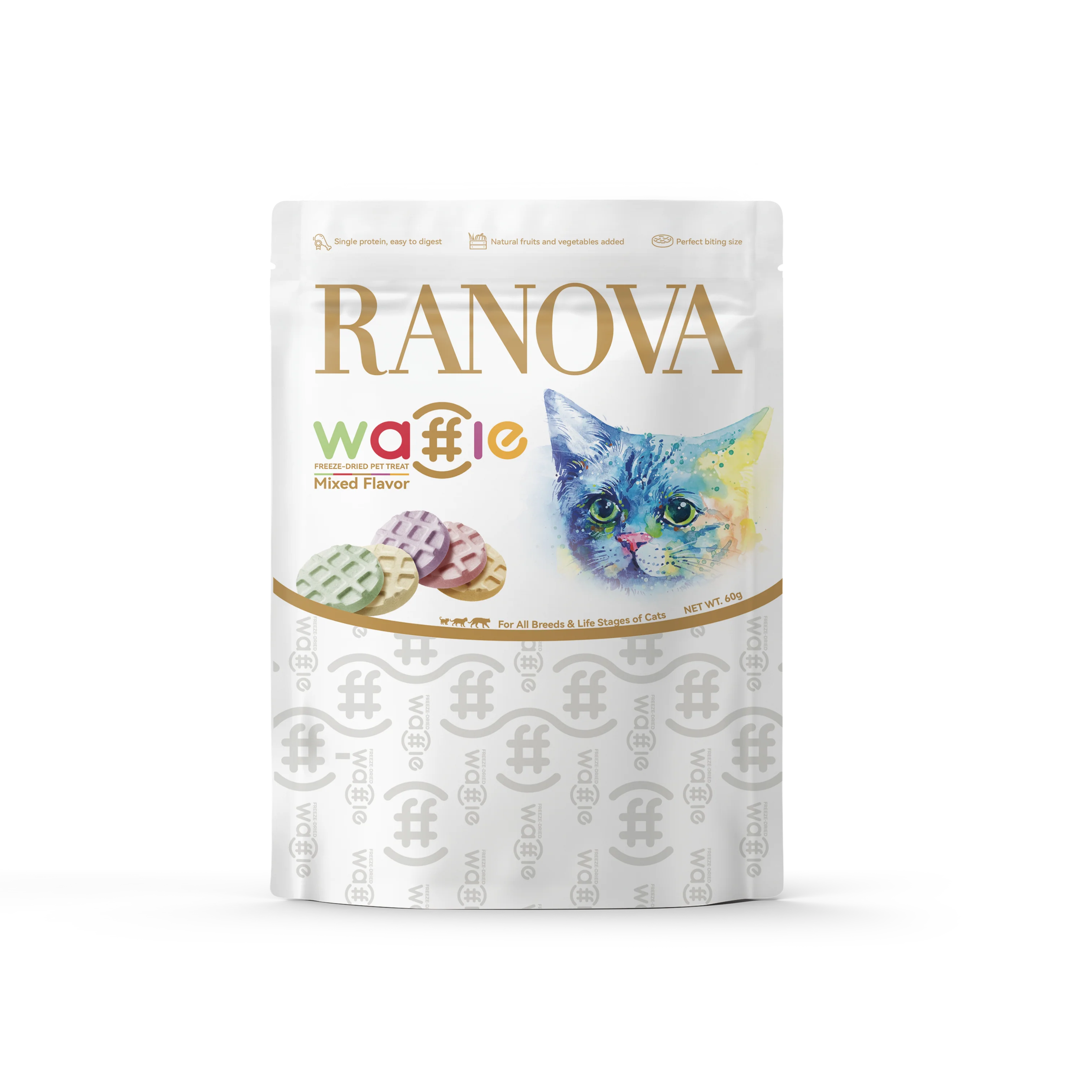 Ranova Freeze-Dried Cat Treats Waffle Mixed Flavour 60g