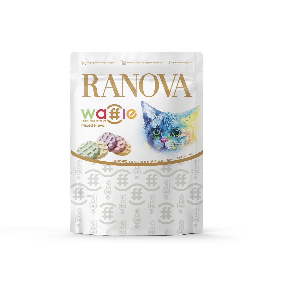 Ranova Freeze Dried Cat Treats - Waffle Mixed Flavour 60g